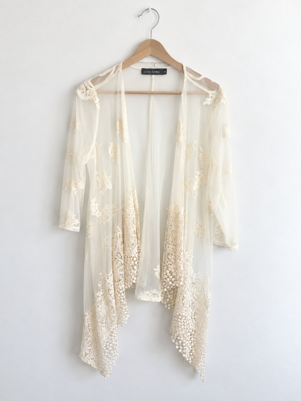🆂🅰🅻🅴 Casual Express Cream Lace Sheer Cardigan